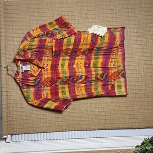 NWT Xriss Xross Silk Multi  Color Shirt